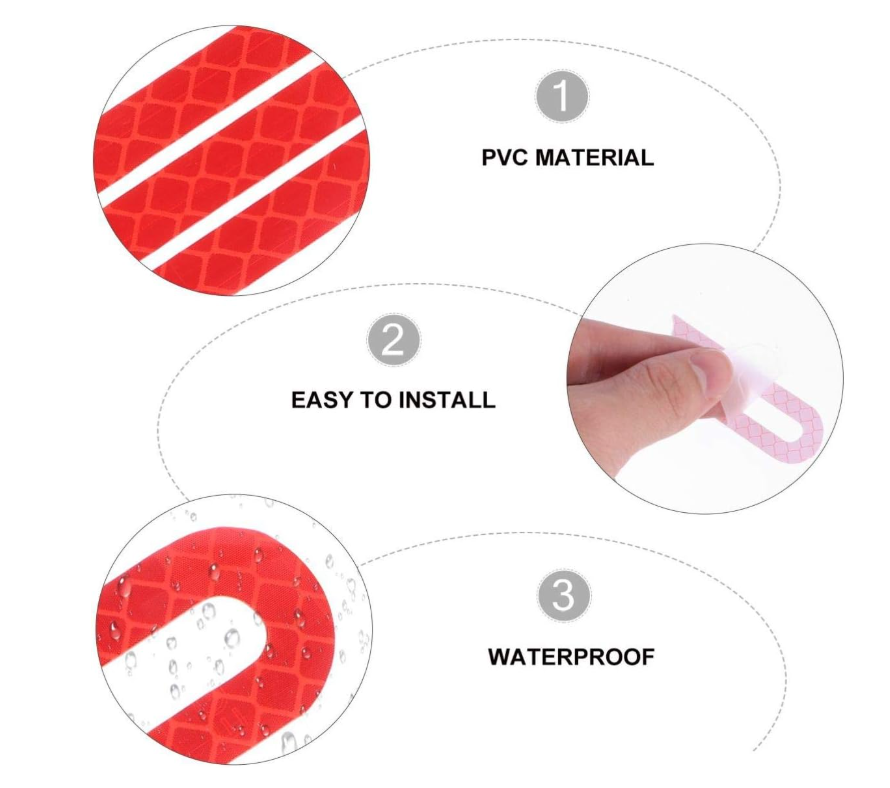 Reflective Sticker Cover Front Wheel & Rear Wheel for Xiaomi M365, M365 Pro Electric Scooter - Replacement Parts for E-Scooter (Red)