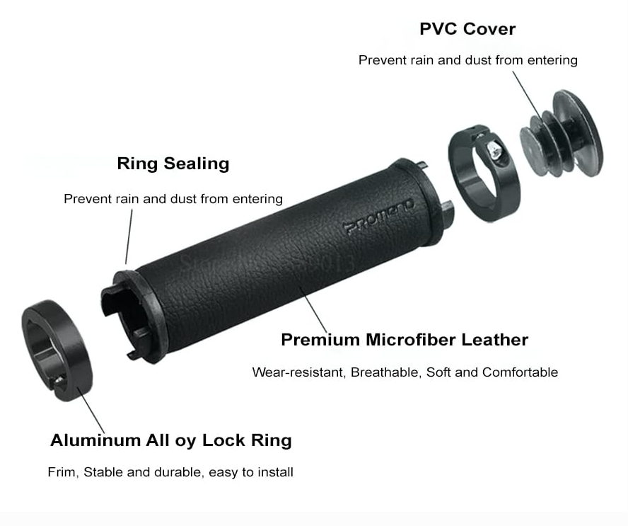 Promend Bicycle Leather Grip Palmrest w Stitches