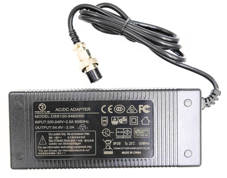 3 pin(GX16) Lithium Battery Charger 54.6V 2.0A ( Safety Mark )