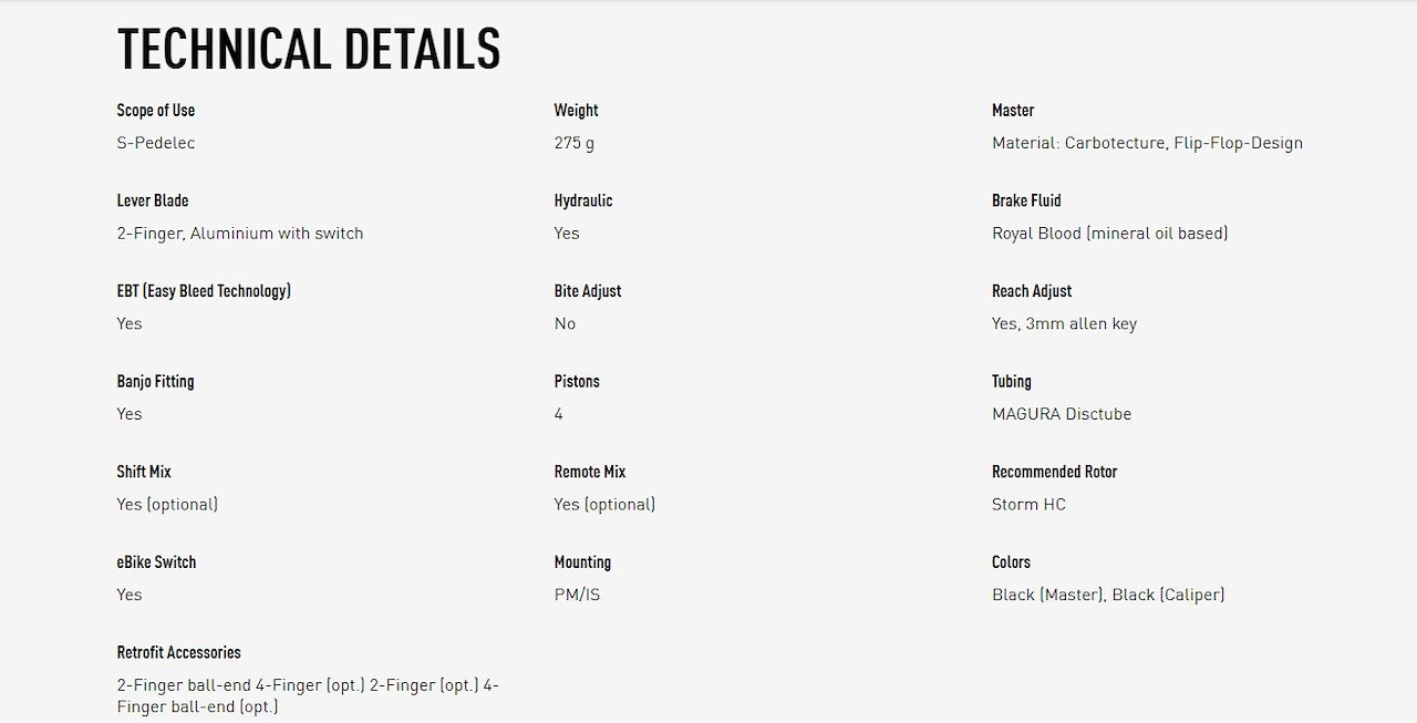 MAGURA MT5e Single Brake, 3-Finger Aluminium Lever Blade with Ball- End, Left / Right, 2200mm Tubing Length, HIGOCloser, Normally Open, 150mm Tubing Length, include Accessories (1PC)