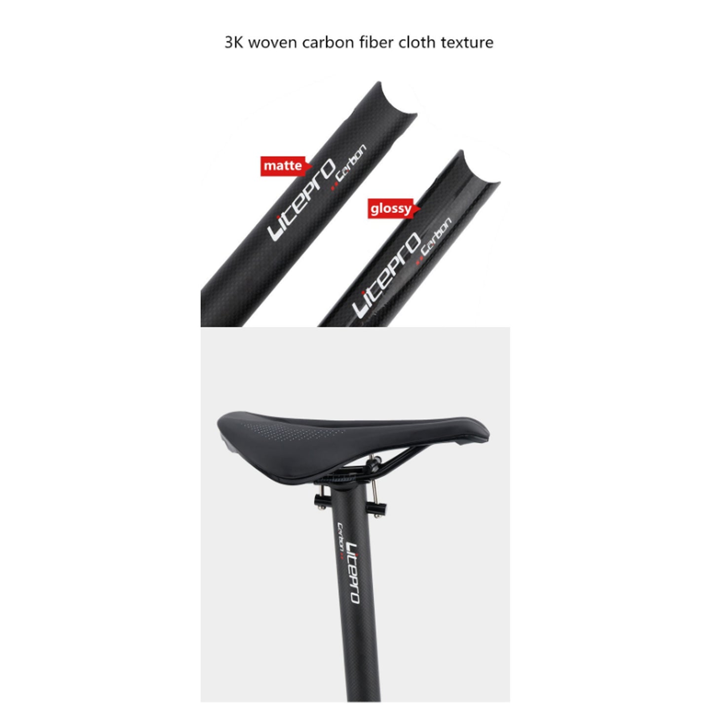 Litepro/TEMANI Carbon Folding Bike Seatpost 31.8/33.9 X 580mm