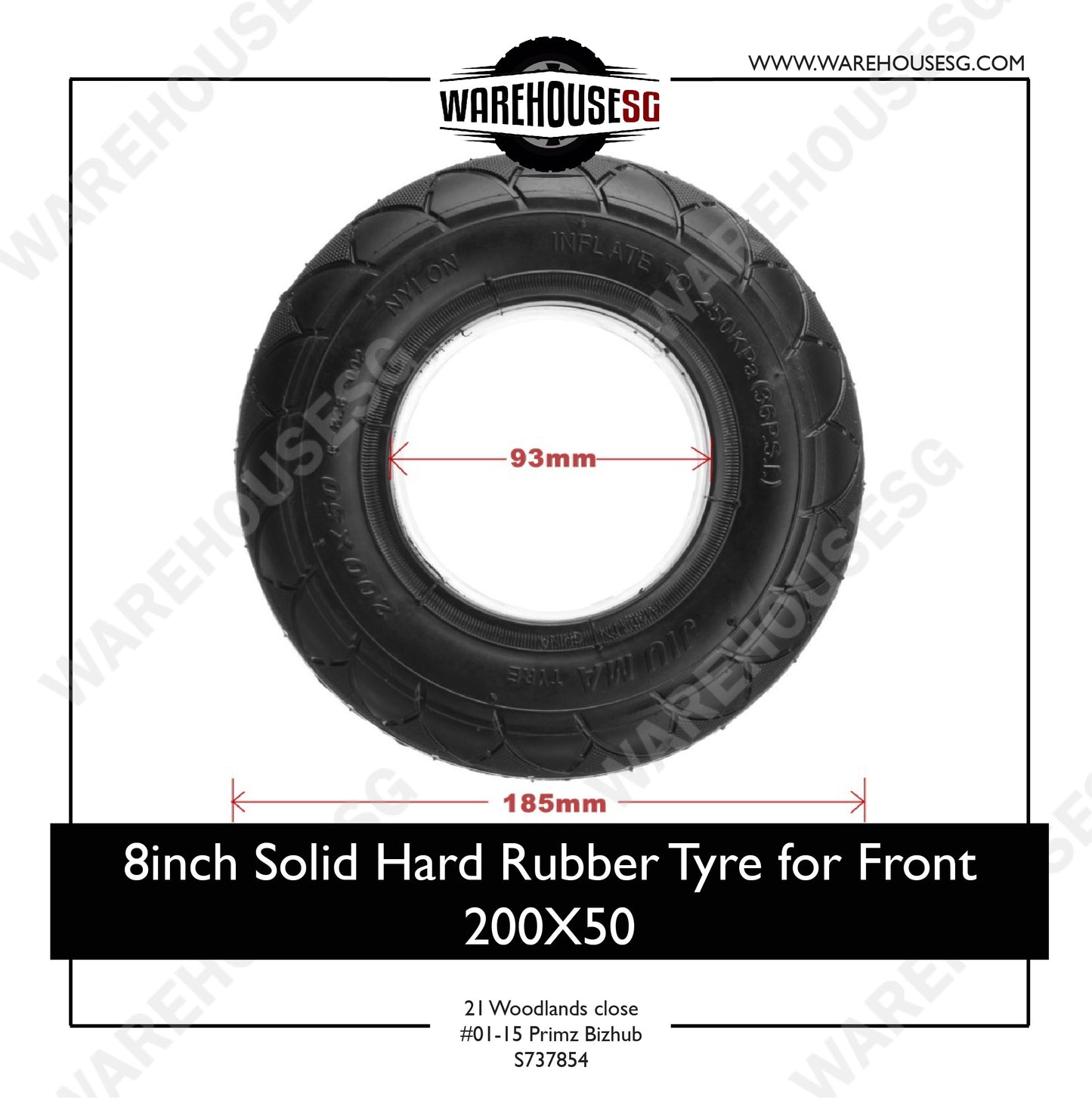 8inch Solid Hard Rubber Tyre for Front 200X50