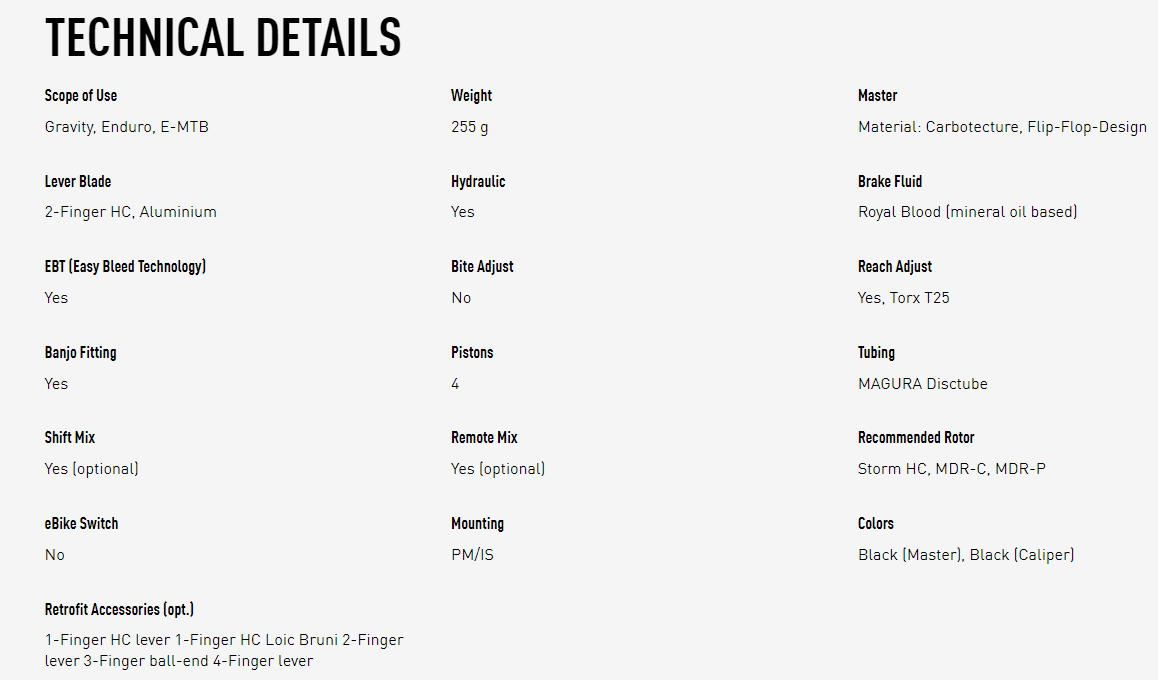 MAGURA MT5 Single Brake, 2-Finger Aluminum Light Weight Lever Blade, Left / Right, 2,200mm Tubing Length, include Accessories (1PC)
