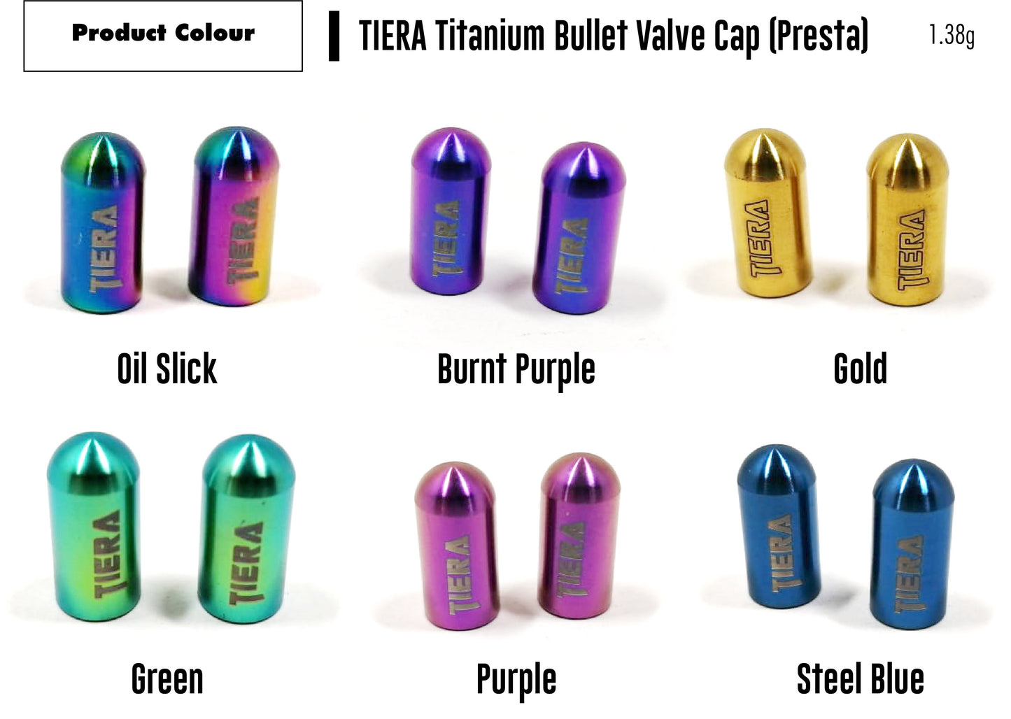 TIERA Titanium Bullet Valve Cap (Presta)