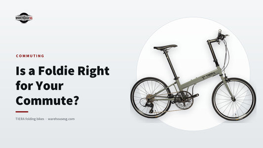 TIERA Urban FRS9 folding bike in grey-green, side view