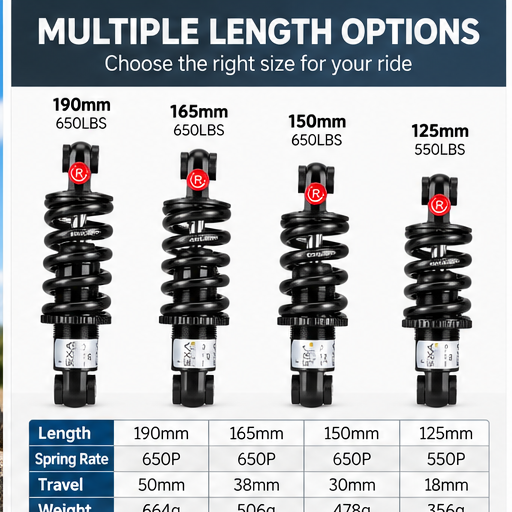 EXA Form 291R Hydraulic Coil Spring Rear Shock – 125mm / 150mm / 165mm / 190mm
