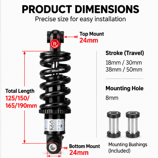 EXA Form 291R Hydraulic Coil Spring Rear Shock – 125mm / 150mm / 165mm / 190mm