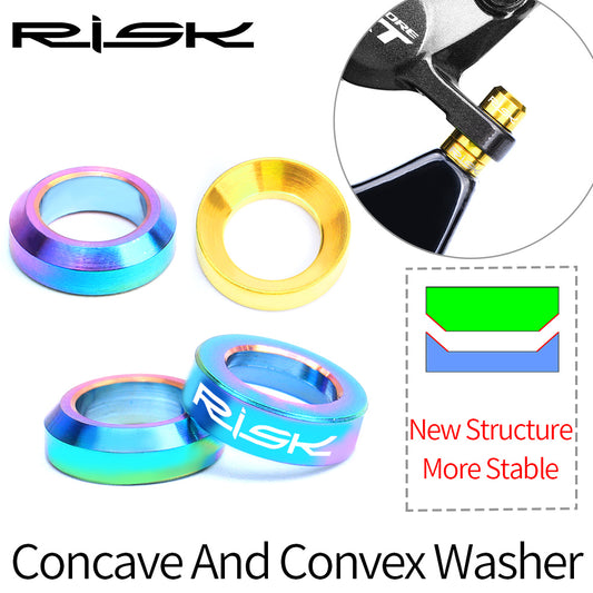 RISK 4Pcs/set Mountain BMX Bicycle Titanium M6 Concave and Convex Washer Gasket Disc Brake Caliper Group XT Mounting Bolt