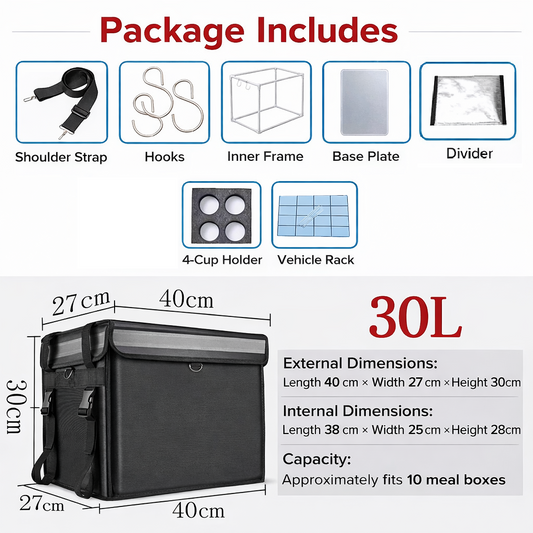 Waterproof Food Thermal Bag 30L/48L/62L/80L Magnetic Delivery Box for Food Delivery Riders Free Accessories