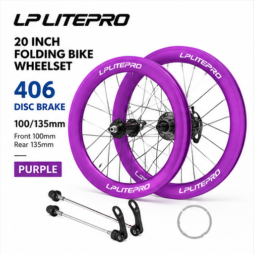 LP Litepro S42 406 disc brake wheelset 100/135mm Purple