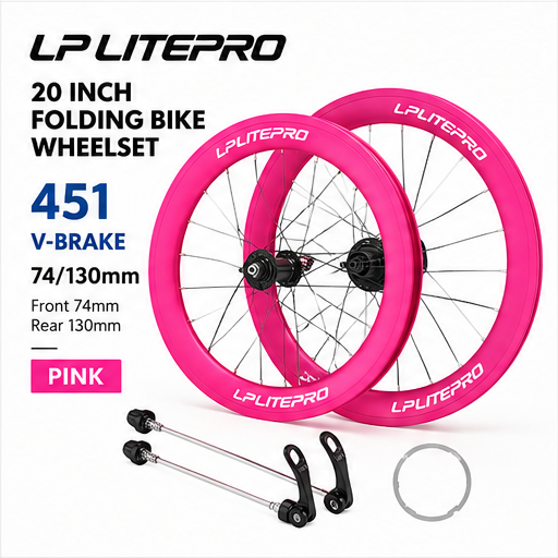 LP Litepro S42 451 V-brake wheelset 74/130mm Pink