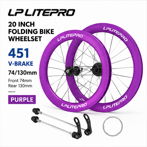 LP Litepro S42 451 V-brake wheelset 74/130mm Purple