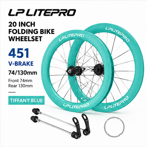 LP Litepro S42 451 V-brake wheelset 74/130mm Tiffany Blue