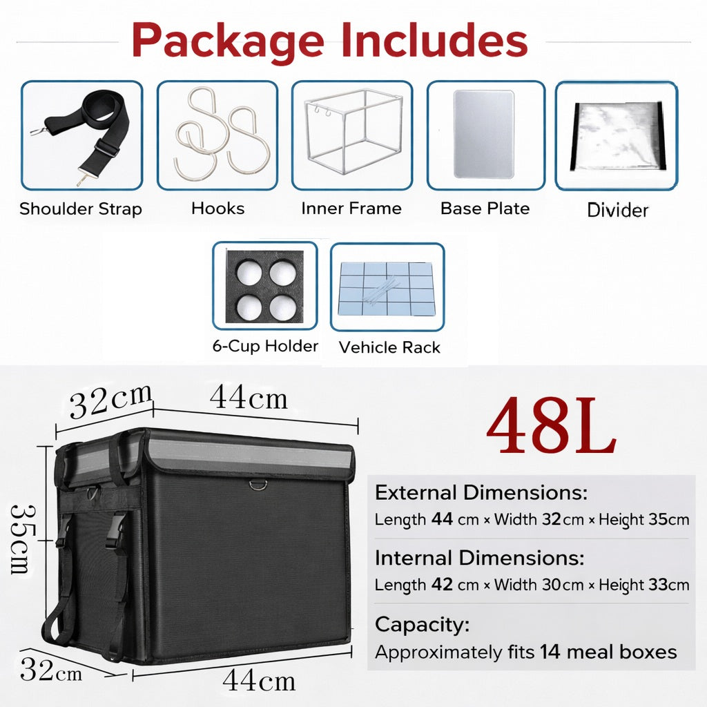 Waterproof Food Thermal Bag 30L/48L/62L/80L Magnetic Delivery Box for Food Delivery Riders Free Accessories