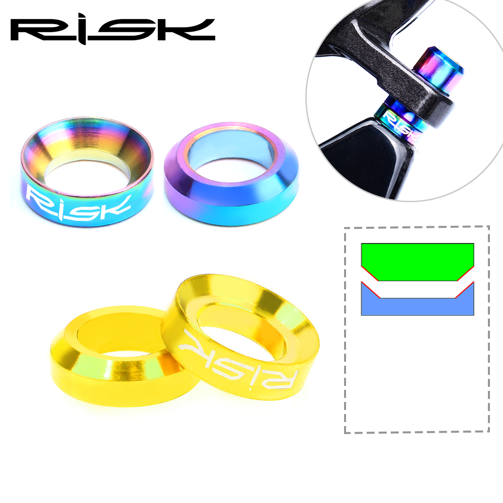 RISK 4Pcs/set Mountain BMX Bicycle Titanium M6 Concave and Convex Washer Gasket Disc Brake Caliper Group XT Mounting Bolt