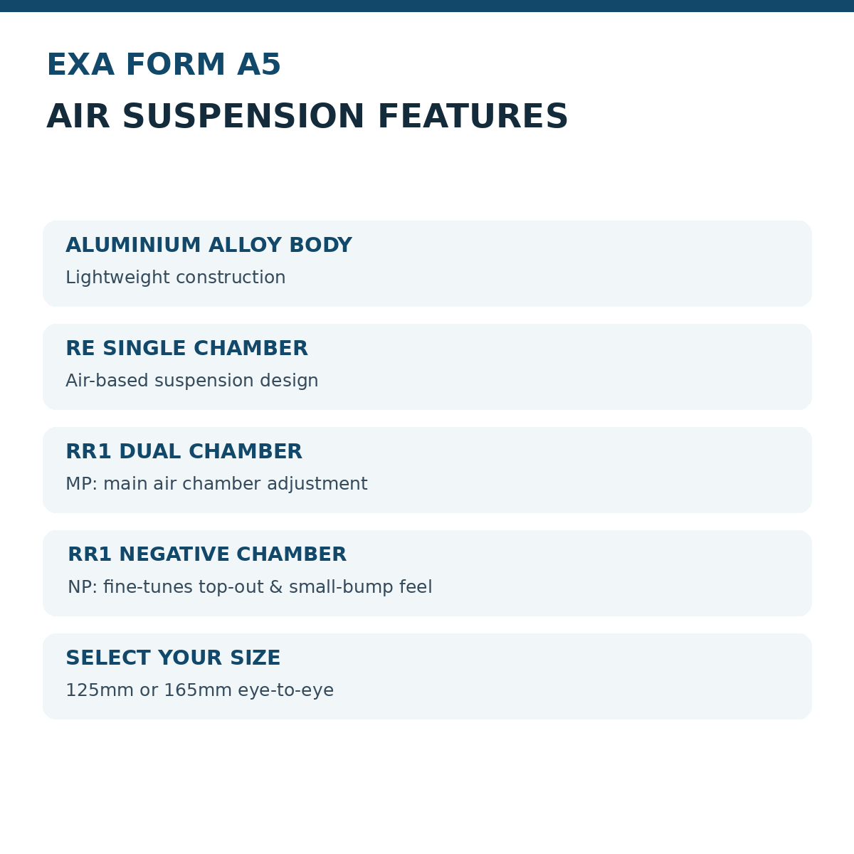 EXA Form A5 air suspension features
