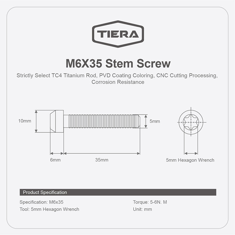 M6X35Tiera Titanium Bolts Head Screws