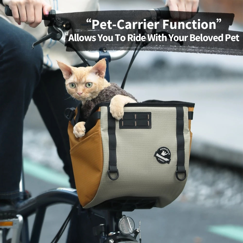 Rhinowalk COSMOPOLIS Series-Folding bike basket bag Handlebar bag（L/XL）