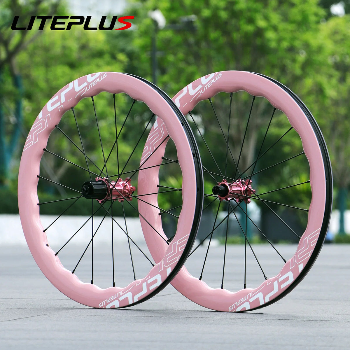 Pink 451 wave carbon wheels