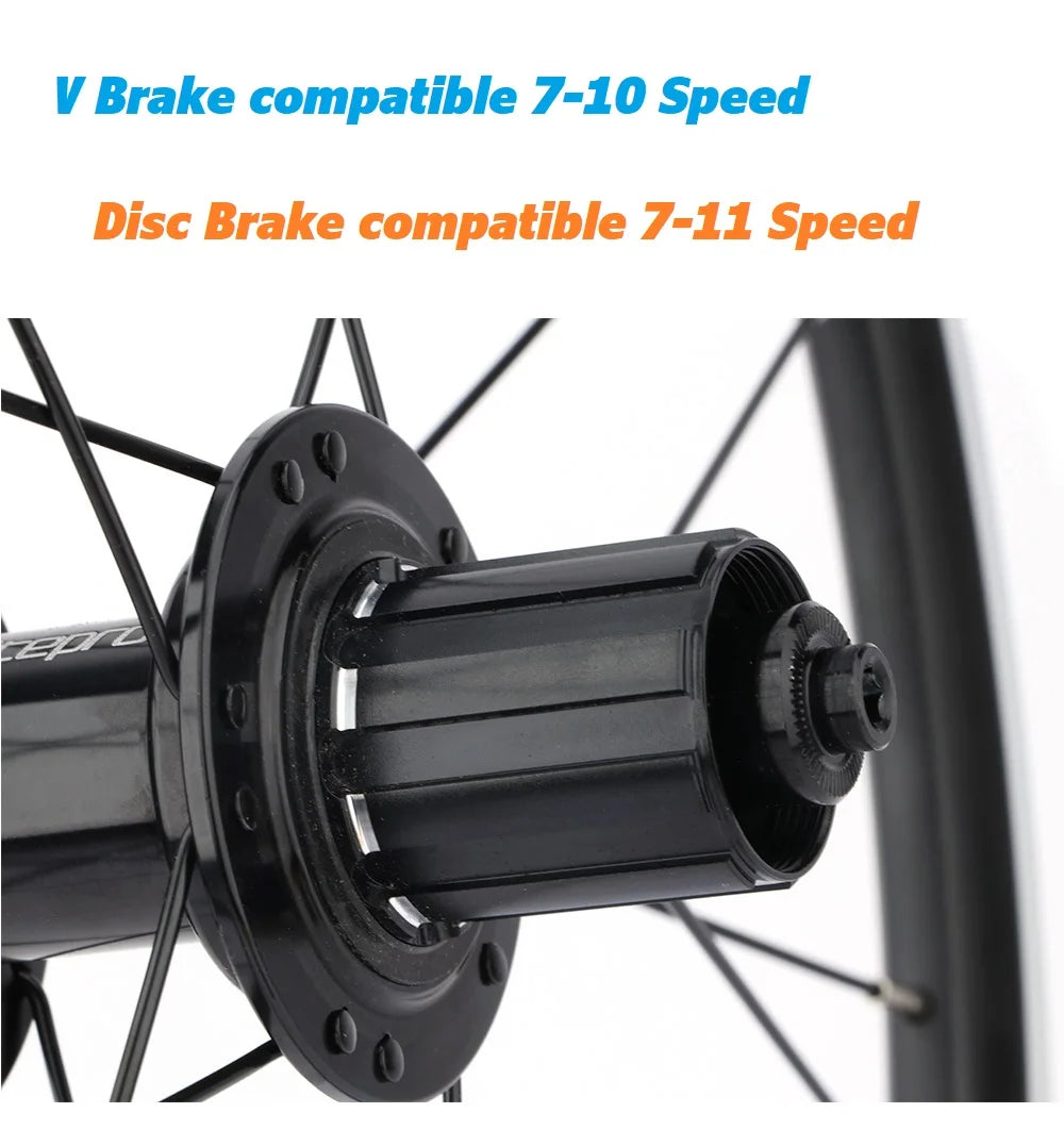 LITEPRO 20inch  451 V Brake Folding Bike Wheelset O.L.D 74mm/130mm Wheel Set Aluminum Alloy Double Wall Rims Sp8 10speed