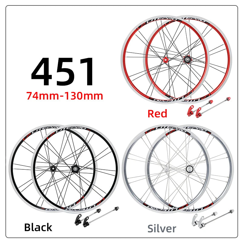 LITEPRO 20inch 451 V Wheelset Aluminum alloy 74-130mm V brake 7-11speed Wheelset