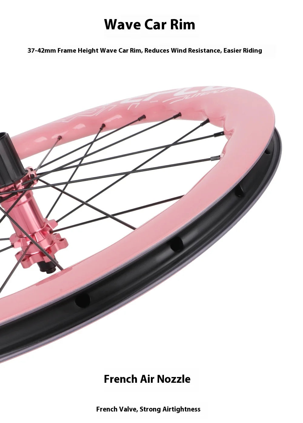 Wave carbon rim with Presta valve hole
