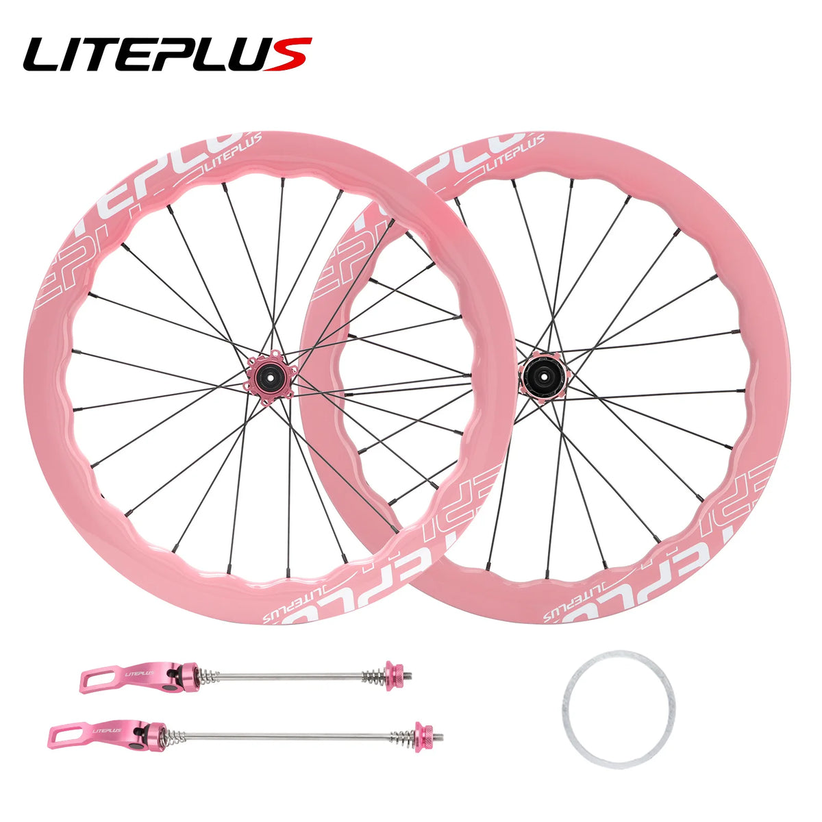 LITEPLUS 451 Wave Carbon Wheelset Pink with quick release skewers