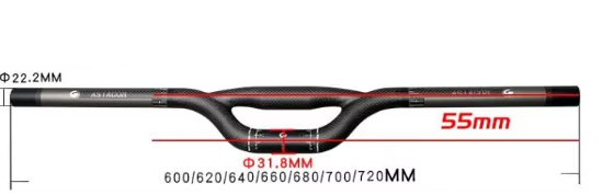 New ASIACOM bike matt 3K full carbon fibre small-bore double-barrelled handlebar carbon bicycle handlebar 25.4/31.8*600-740mm