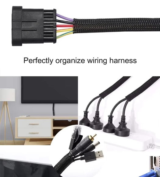 Cable Sleeves 12mm Black Snakeskin Mesh Wire Protecting PET Nylon Cable Sleeve Wire Mesh Shock for Cable Sets