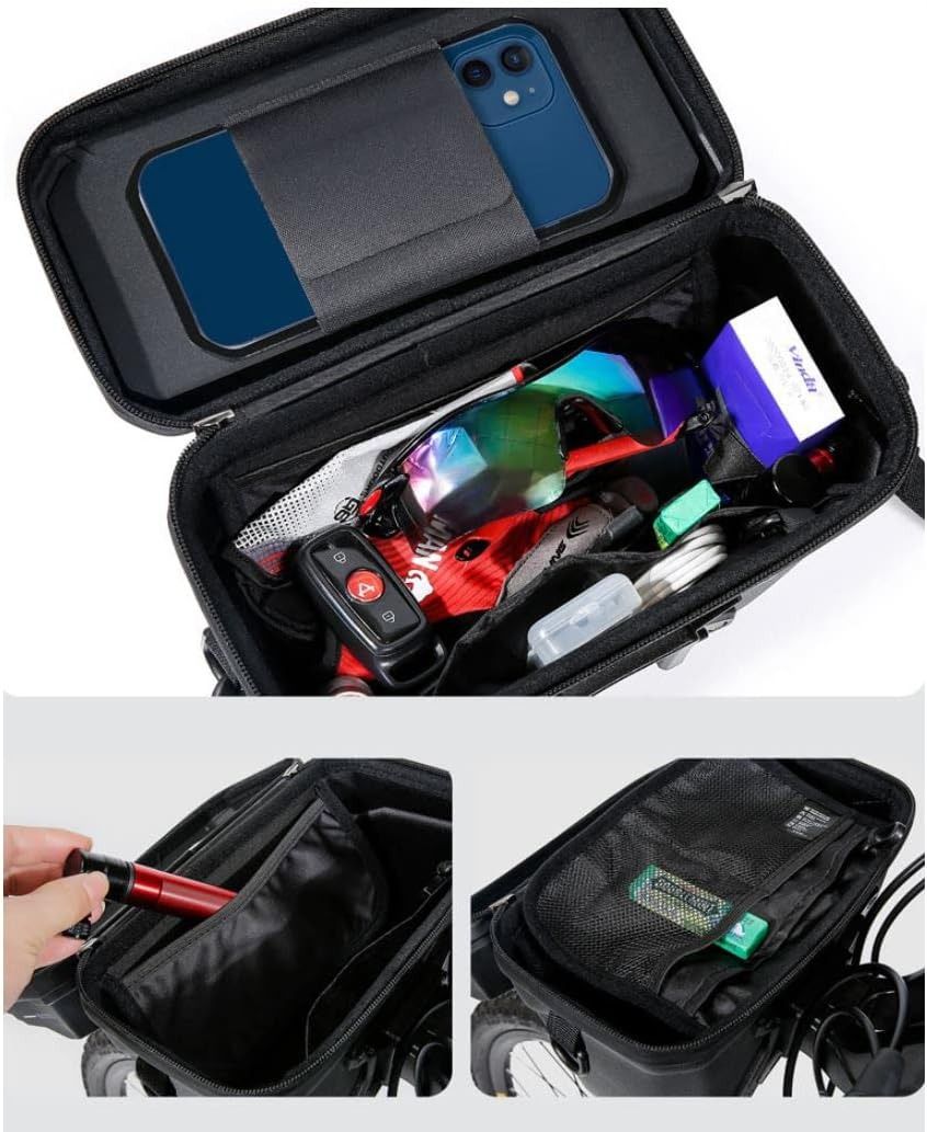 WILDMAN Quick Release 3L Rainproof Handlebar Bag Hard Shell Basket for MTB Mountain Road Bike Scooters (XT8, Black)