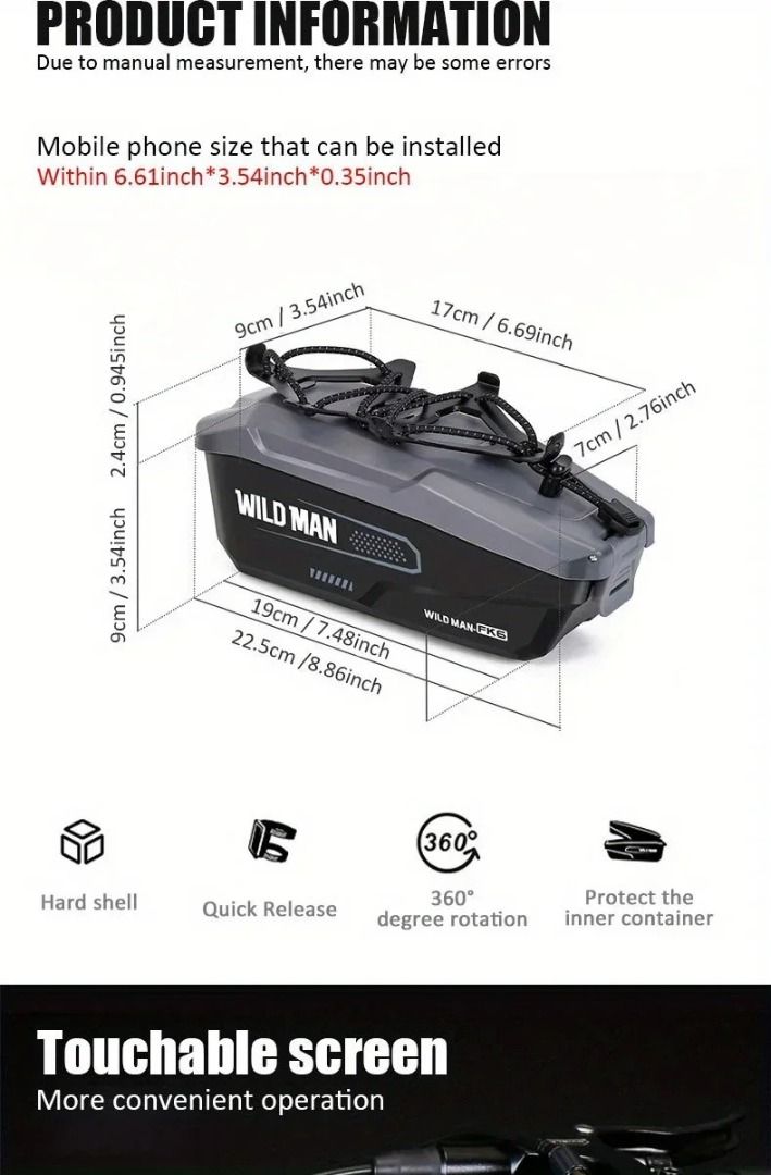 WILDMAN Top Tube Hardcase Bag + Phone Holder | Shockproof