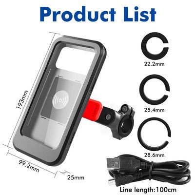 Waterproof Bicycle Phone Holder  Wireless Charging Stand Bike Motorcycle Handlebars Mobile Phone Holder