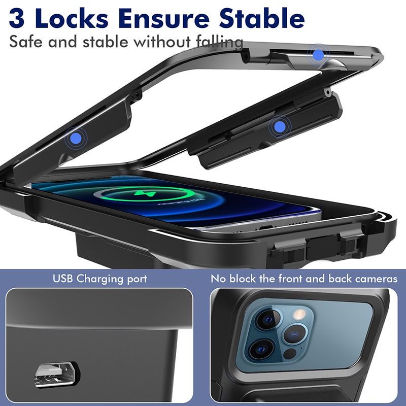 Waterproof Bicycle Phone Holder  Wireless Charging Stand Bike Motorcycle Handlebars Mobile Phone Holder