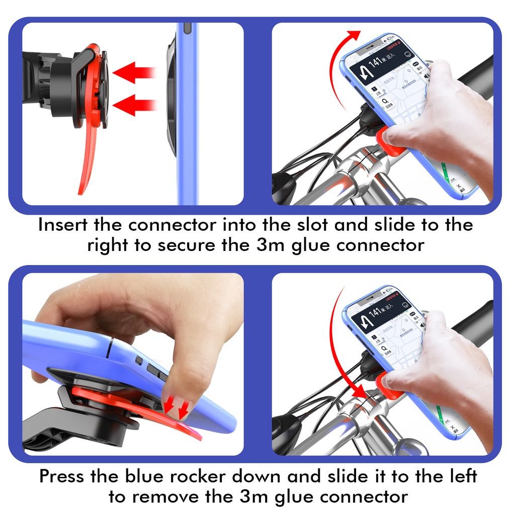 Quick Release Bicycle Phone Holder Takeaway Rider Battery Car Motorcycle Navigation Bracket 360 Degree Rotating Bracket