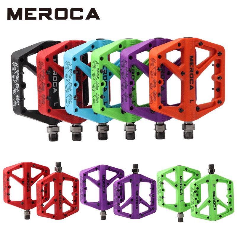 MEROCA Bicycle Pedal Nylon Fiber Widened Non-Slip Du Bearing Mtb Pedals