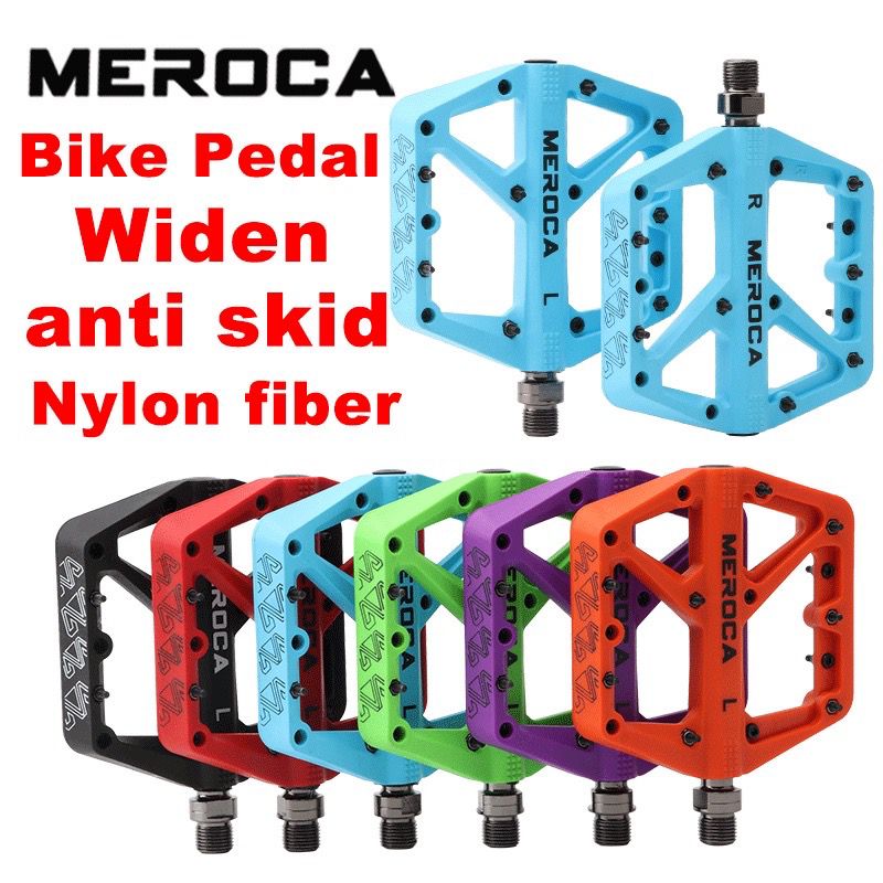 MEROCA Bicycle Pedal Nylon Fiber Widened Non-Slip Du Bearing Mtb Pedals