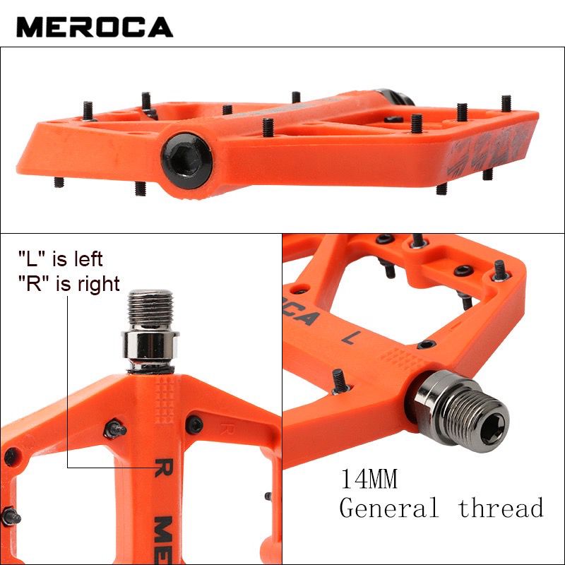 MEROCA Bicycle Pedal Nylon Fiber Widened Non-Slip Du Bearing Mtb Pedals