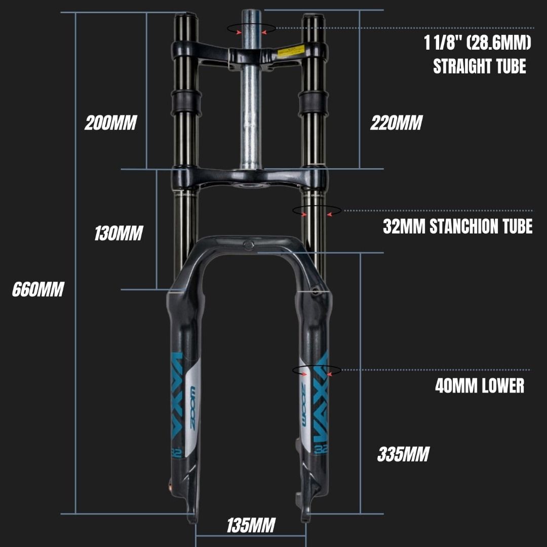 Zoom 879DH 20 x 4.0 Suspension Fork - Coil Spring - for Fat Tire BikeEBIKE