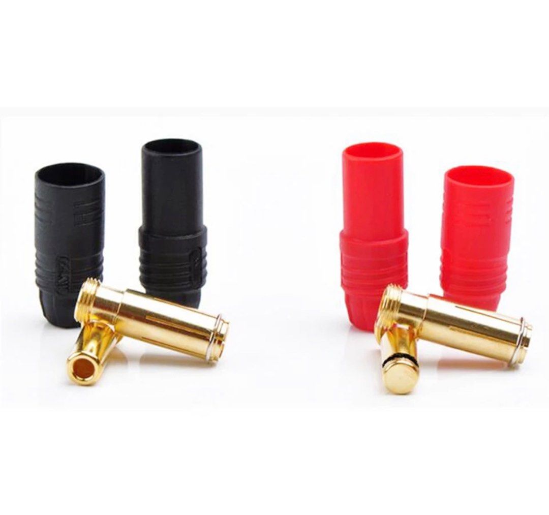 Amass AS150 1Pair Black Or Red Male Female Anti Spark Connector 7mm Gold Plated Banana Plug Set for RC Battery ESC Drone Car Boat External Internal Battery Wire Connector