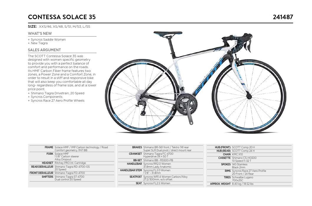 Scott Contessa Solace 35 Womens Road Bike – WAREHOUSESG