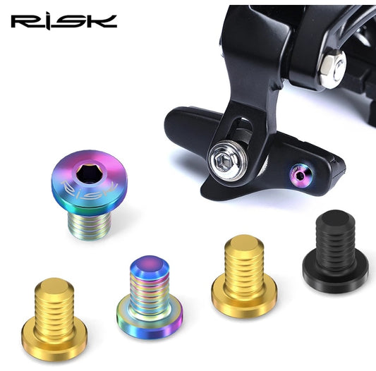 RISK TC4 Titanium Road Bike C-Brake Pad Fixing Bolts 4pcs/lot Bicycle C-Caliper Brake Locking Skin Screws For Road Clamp Brake