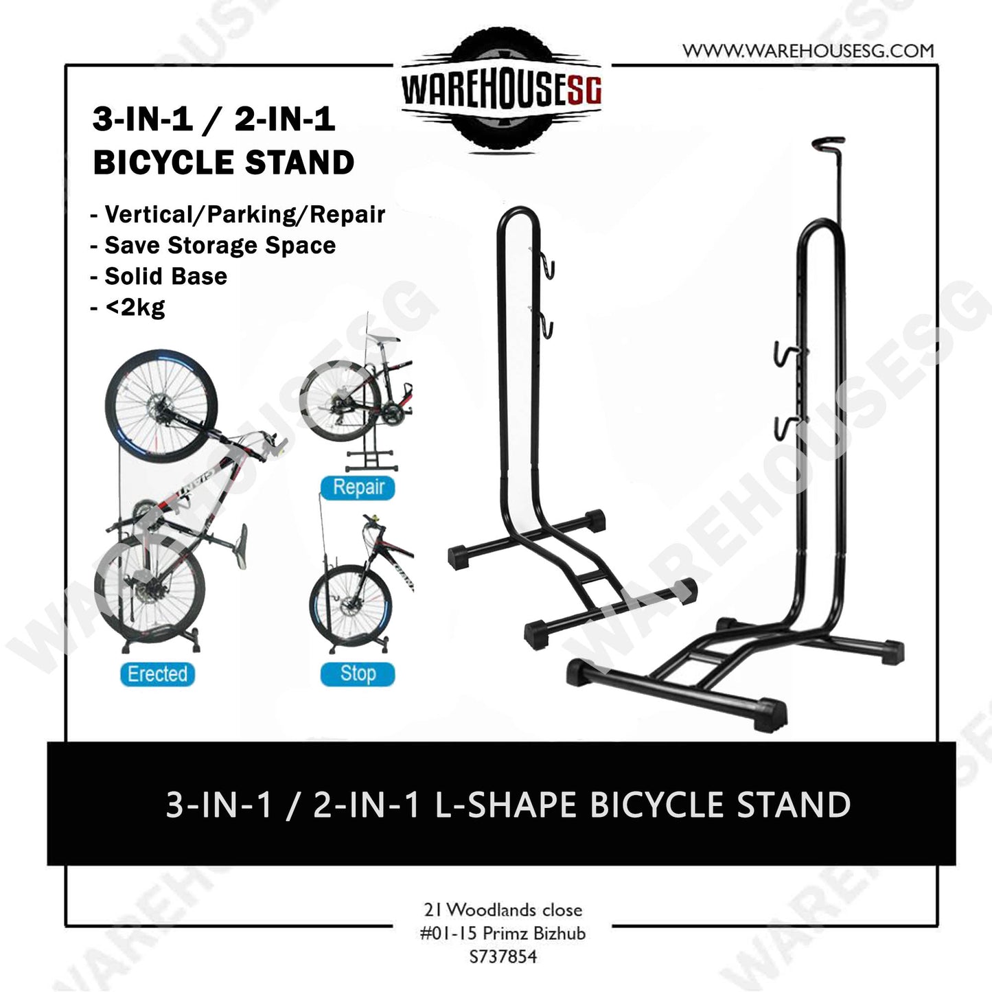 3-IN-1 / 2-IN-1 / L-Shape Bicycle Stand