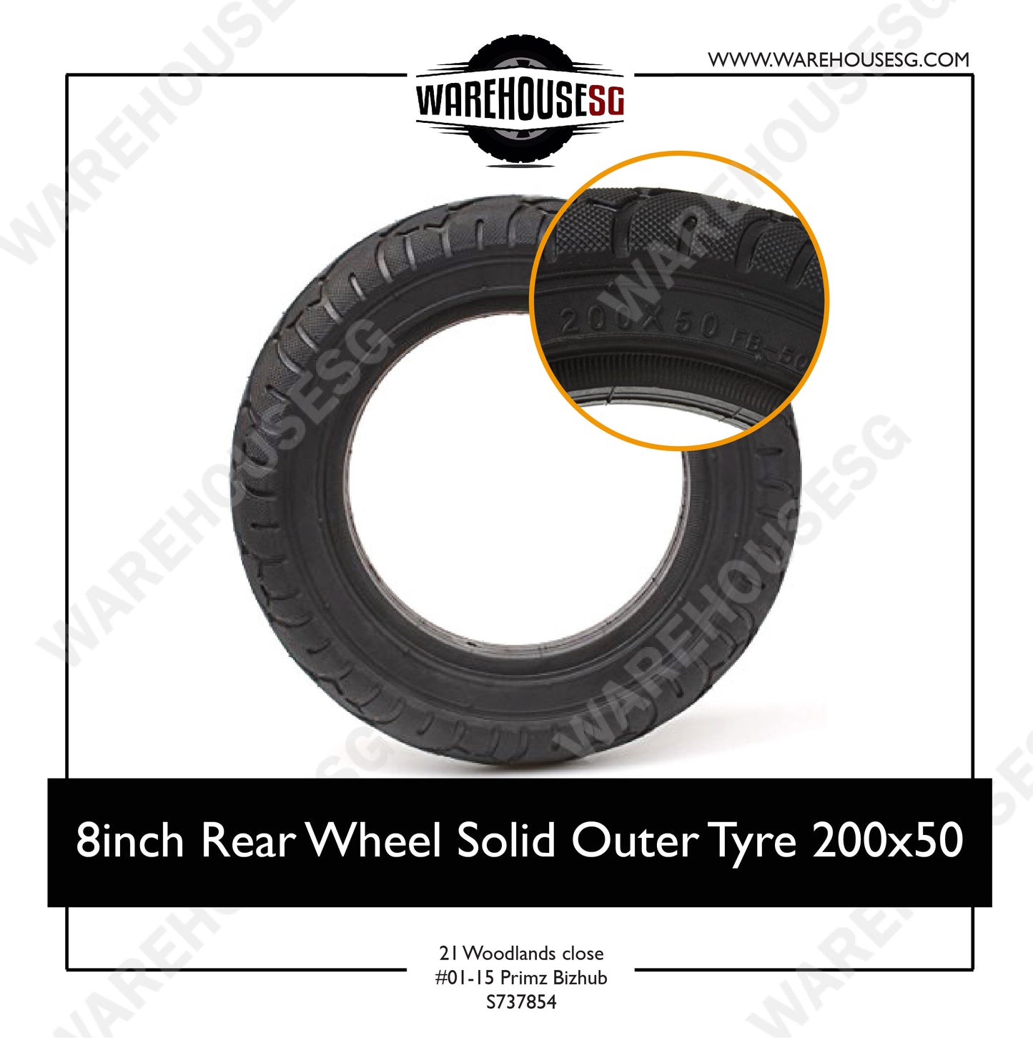 8inch Rear Wheel Solid Outer Tyre 200x50 For Speedway Mini 3/ Mini 4