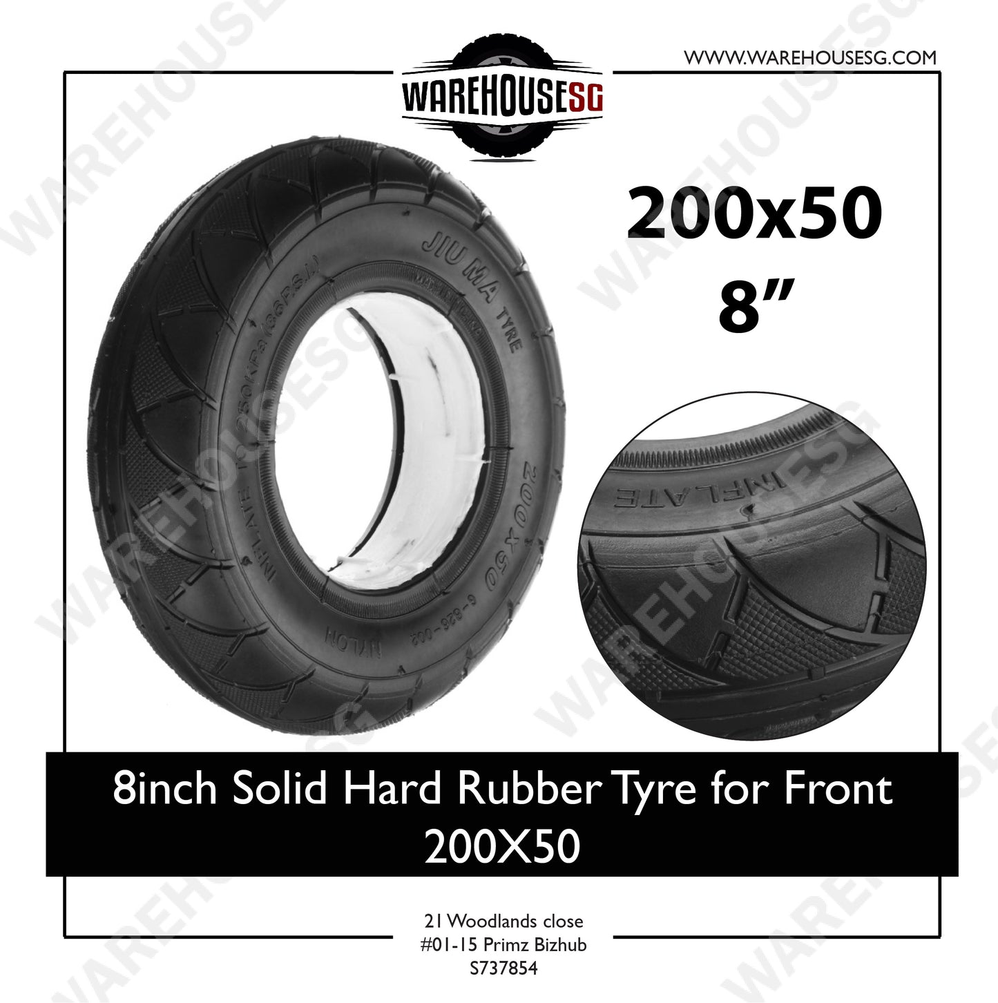 8inch Solid Hard Rubber Tyre for Front 200X50