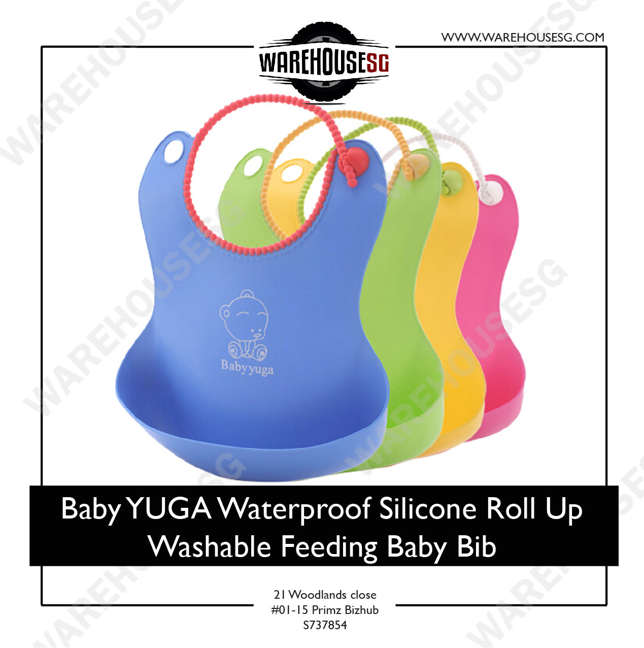 ★AUTHENTIC Baby YUGA★ Waterproof Silicone Roll Up Washable Feeding Baby Bib Crumb Catcher BPA Free