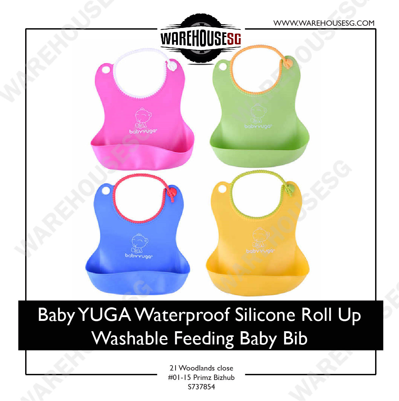 ★AUTHENTIC Baby YUGA★ Waterproof Silicone Roll Up Washable Feeding Baby Bib Crumb Catcher BPA Free