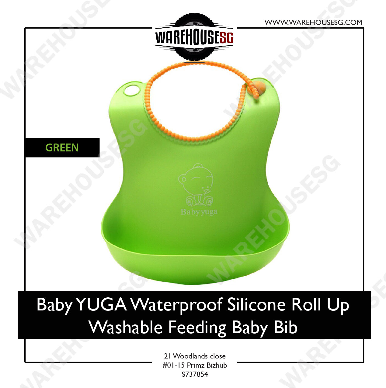★AUTHENTIC Baby YUGA★ Waterproof Silicone Roll Up Washable Feeding Baby Bib Crumb Catcher BPA Free