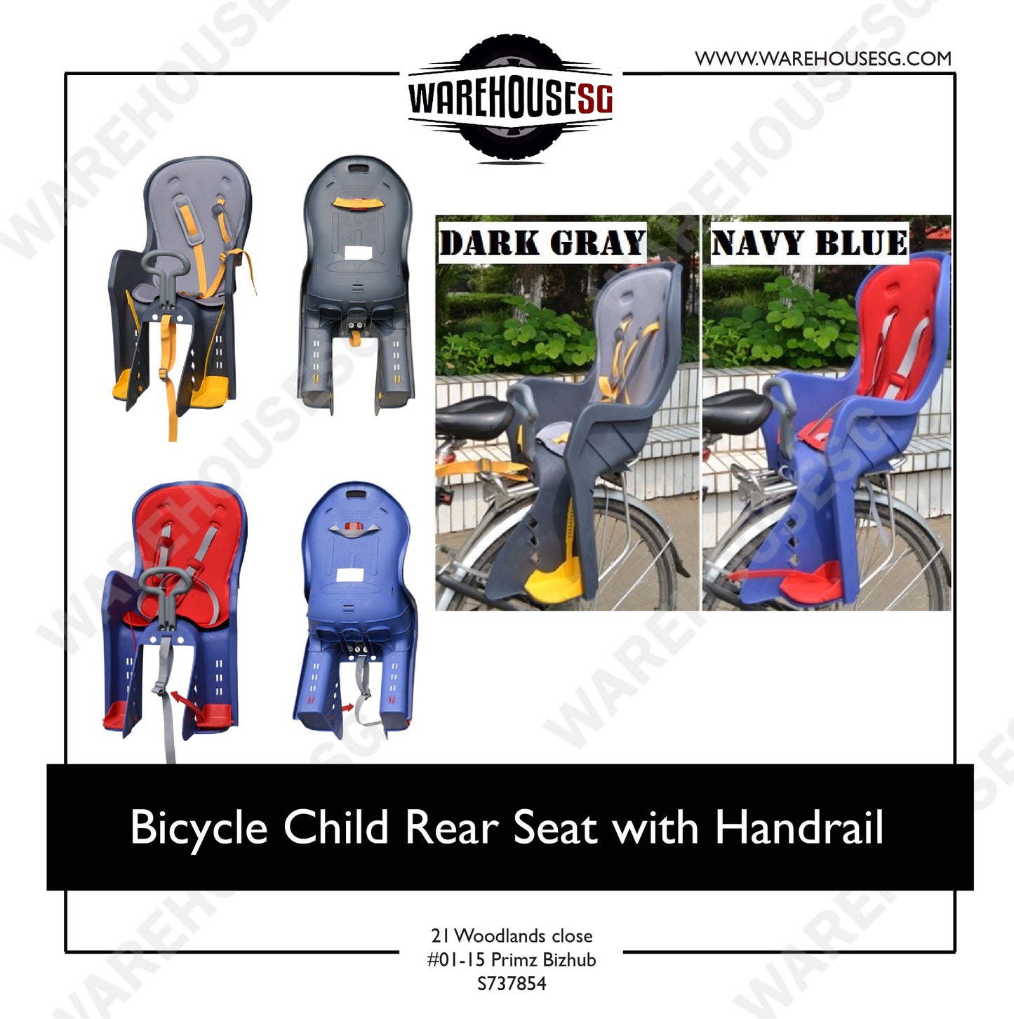 Bicycle Child Rear Seat with Handrail