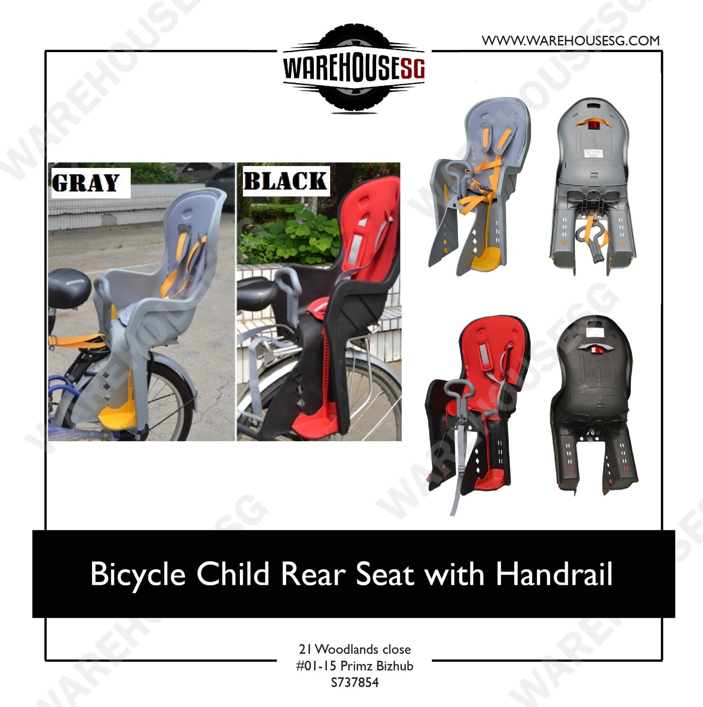Bicycle Child Rear Seat with Handrail