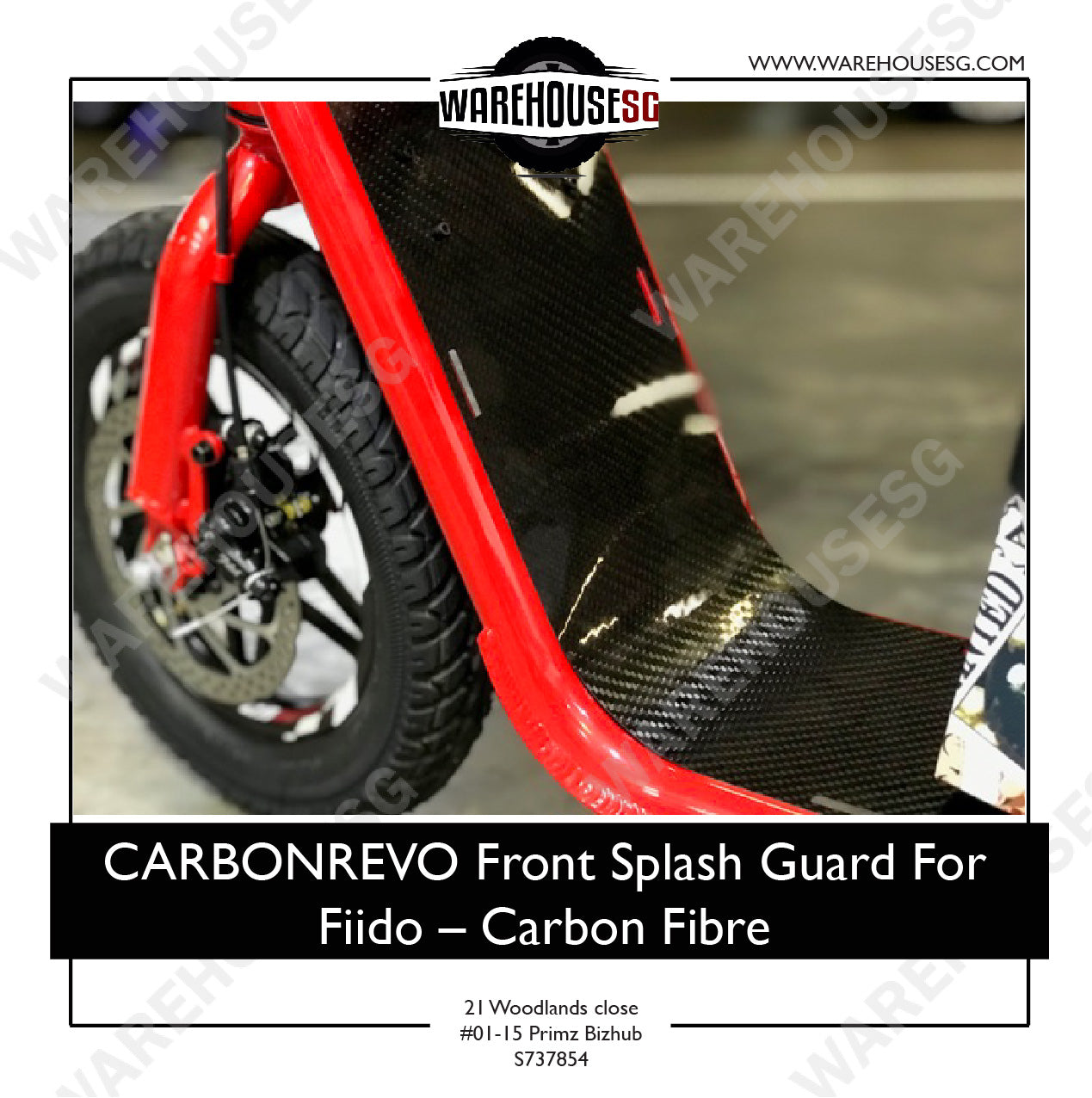 CARBONREVO Front Splash Guard For Fiido – Carbon Fibre